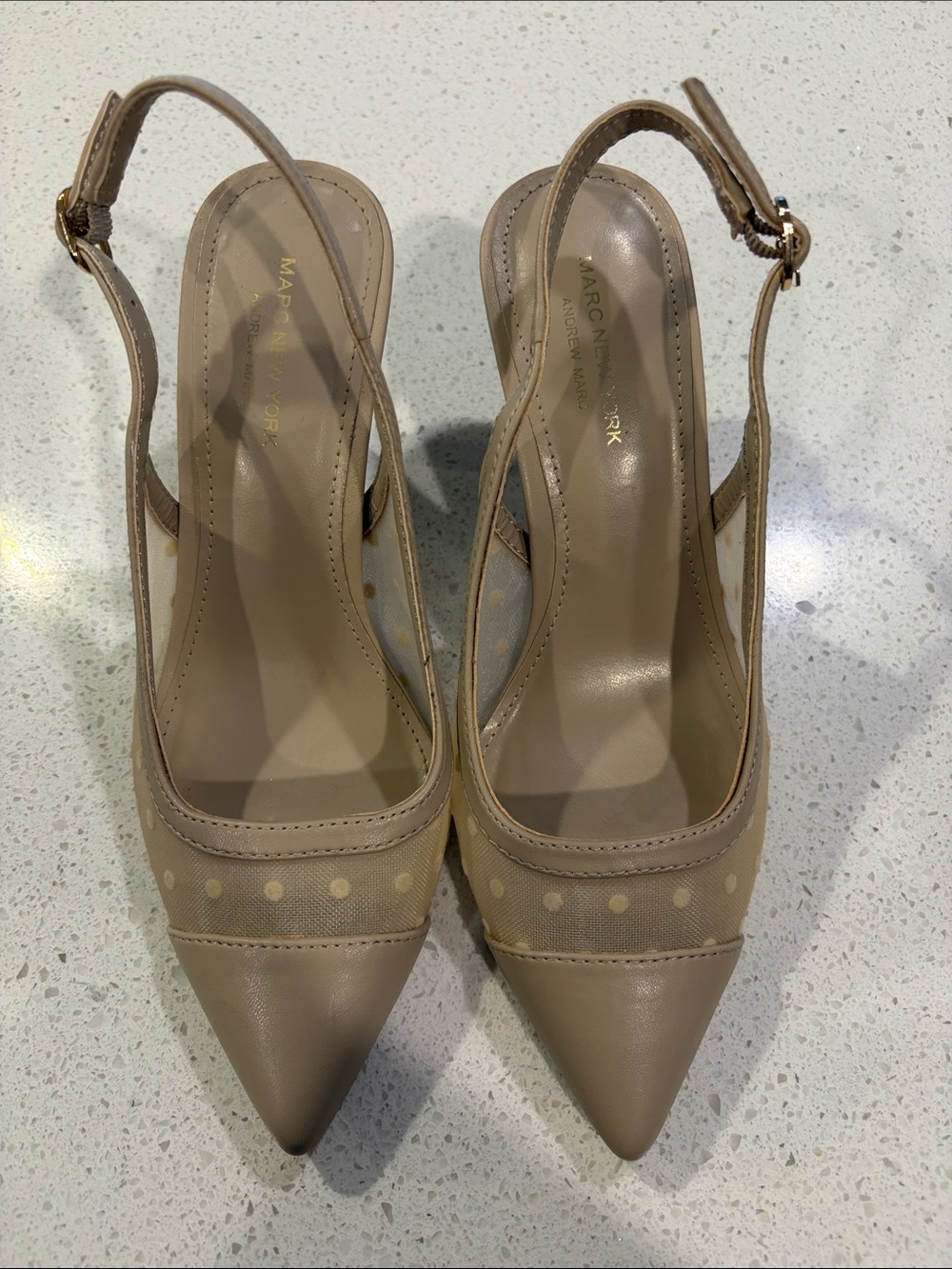 Marc New York Beige Pointed-Toe Slingback Pumps